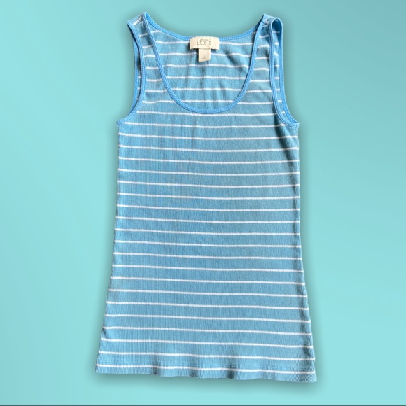 LOFT Tops - LOFT Striped Ribbed Tank Top